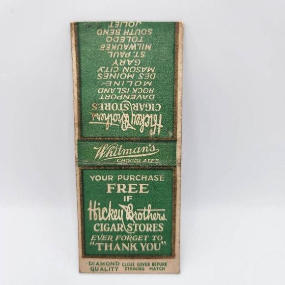 Hickey Brothers Cigar Stores Art Vintagematchbook Hickeybrothers